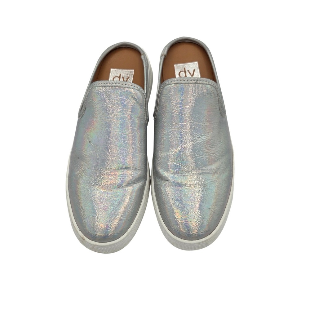 DV Dolce Vita Rica Silver Holographic Metallic Slip On Mule Sneakers 7.5